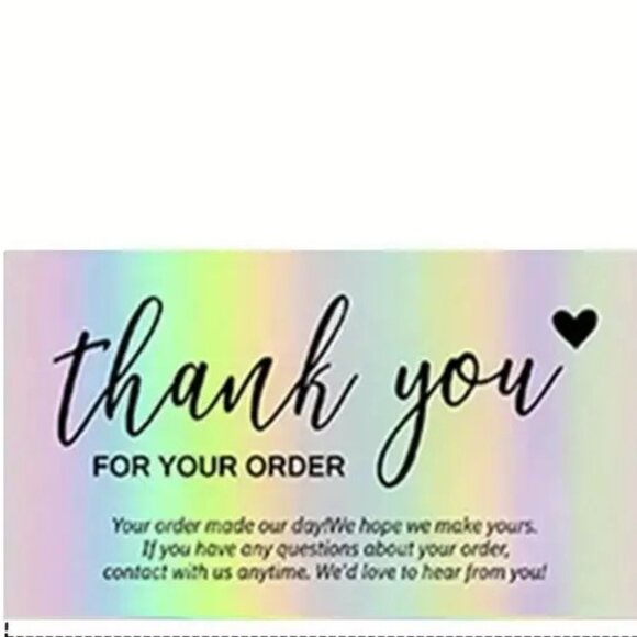 100 Thank You Cards Supporting My Small Business Iridescent Foil Rainbow Sales - Picture 1 of 2